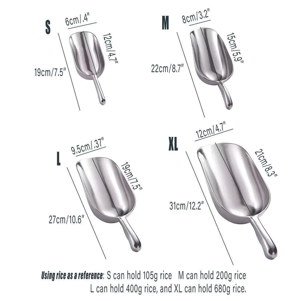 4 Sizes Aluminum Alloy Ice Shovel Flour Rice Scoop Multipurpose Kitchen Tool - S