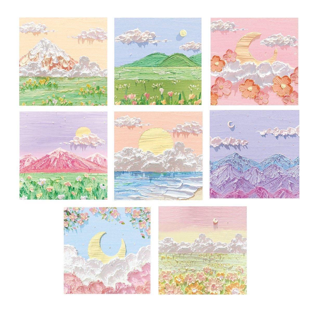 800 Sheets Colorful Oil Painting Sticky Notes Memo Pads Self-Adhesive Notes - 3#