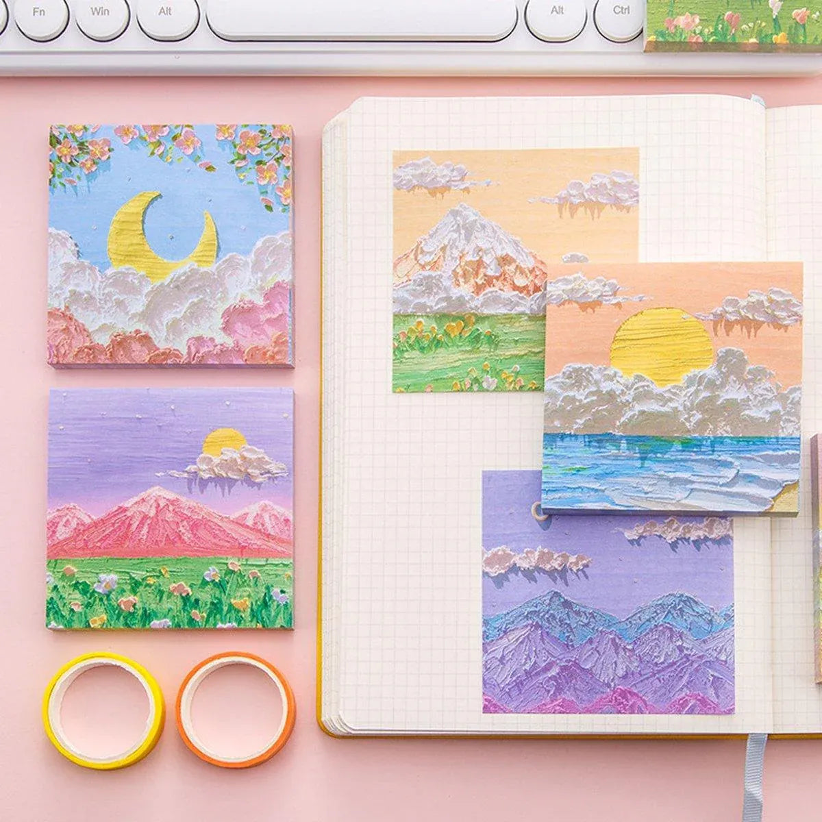800 Sheets Colorful Oil Painting Sticky Notes Memo Pads Self-Adhesive Notes - 3#