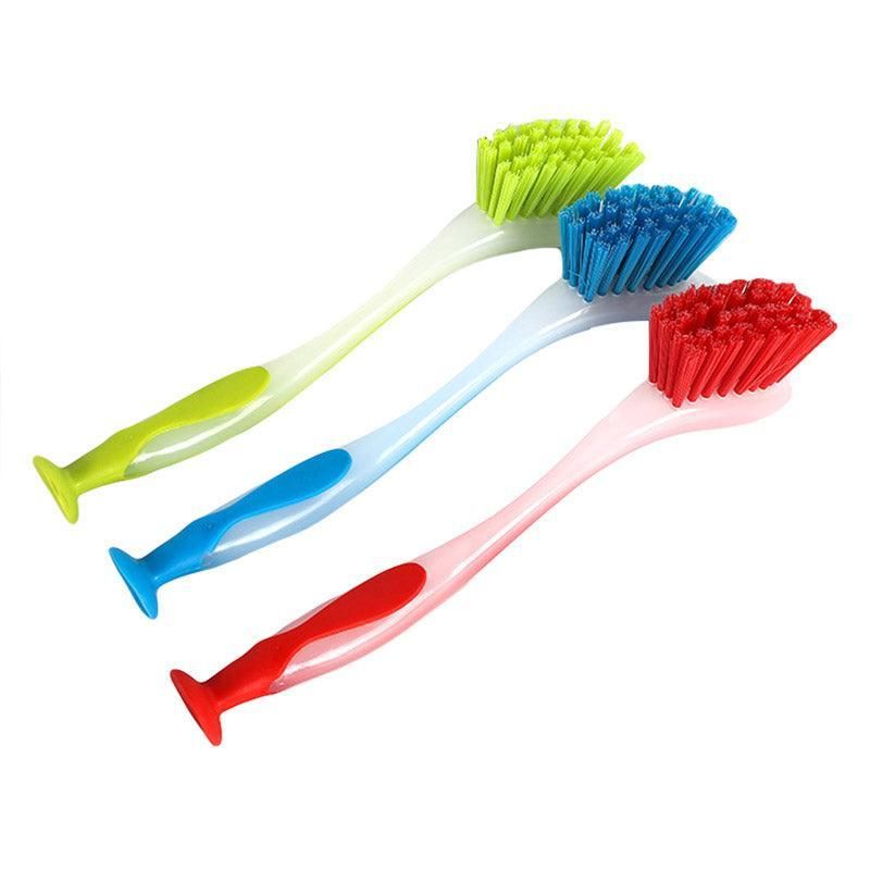 Multi Functional Long Handle Cleaning Brush Vertical Suction Kitchen Brush - 3-Colour Set