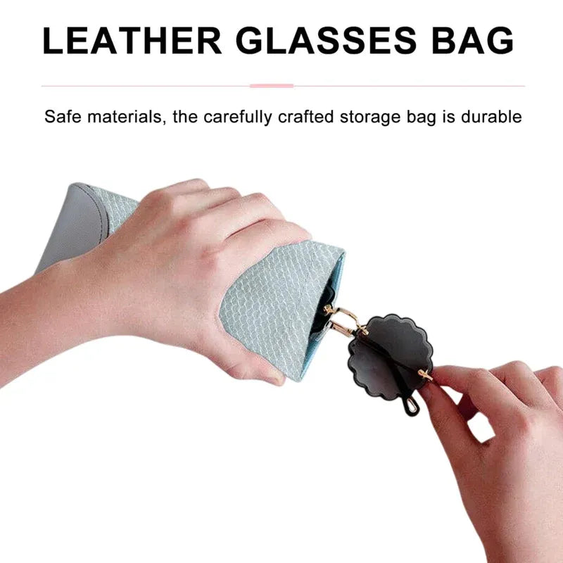 Mouth Snapped Sunglasses Eyeglass Glasses Case Soft Pouch Bag Pocket Spectacle - Light Green