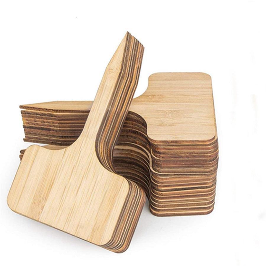 50PCS Bamboo Garden Plant Labels T-Shaped Marker Tags 10x6cm