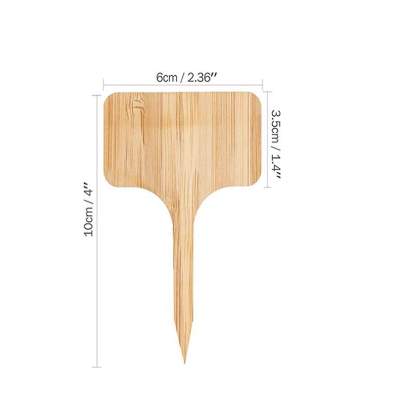 50PCS Bamboo Garden Plant Labels T-Shaped Marker Tags 10x6cm
