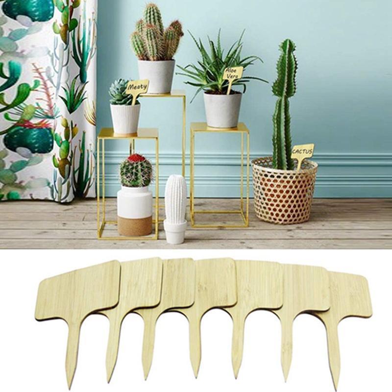 50PCS Bamboo Garden Plant Labels T-Shaped Marker Tags 10x6cm