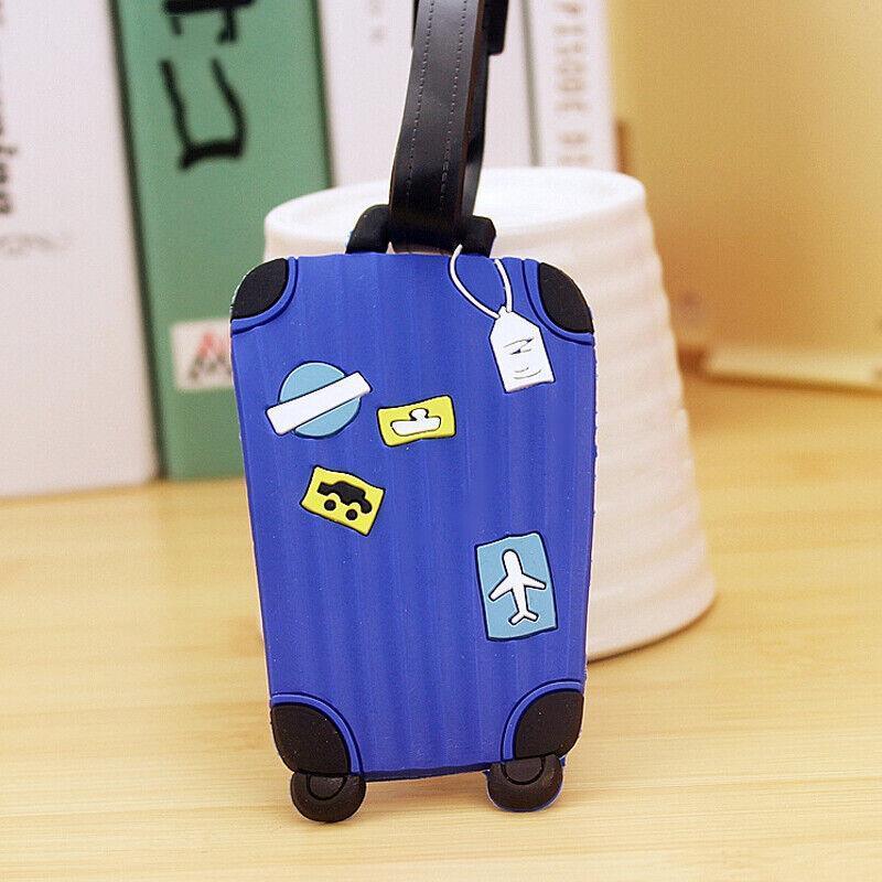 Travel Luggage Tags Set Of 2 Name Tag Address Id Labels For Suitcase Bag Baggage - Grey+Pink