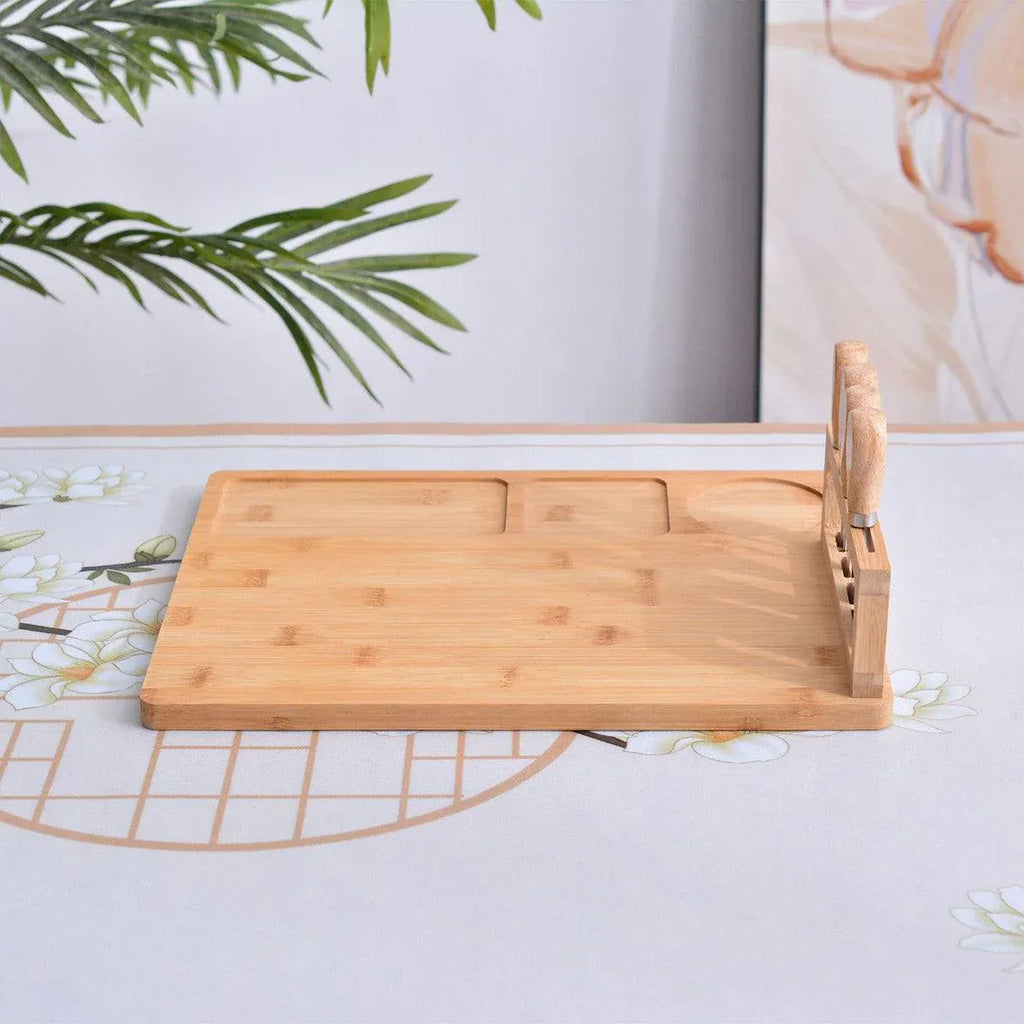 Bamboo Chopping Board Cheese Board Set with Knife Kitchen Charcuterie Serving