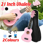 21 Inch Ukulele Beginner 4 String Small Guitar Easy To Learn Clear Sound Use - Black
