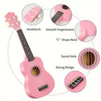 21 Inch Ukulele Beginner 4 String Small Guitar Easy To Learn Clear Sound Use - Black