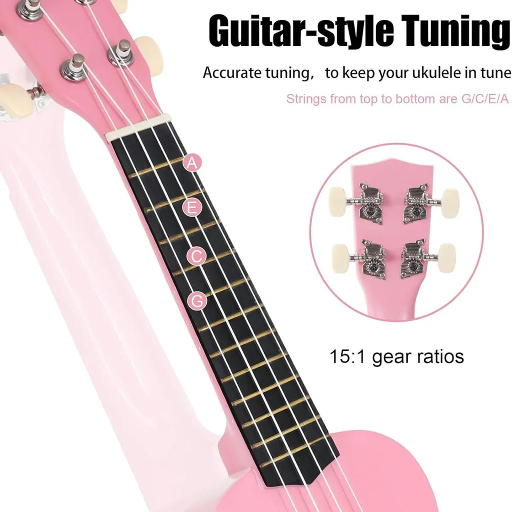 21 Inch Ukulele Beginner 4 String Small Guitar Easy To Learn Clear Sound Use - Black