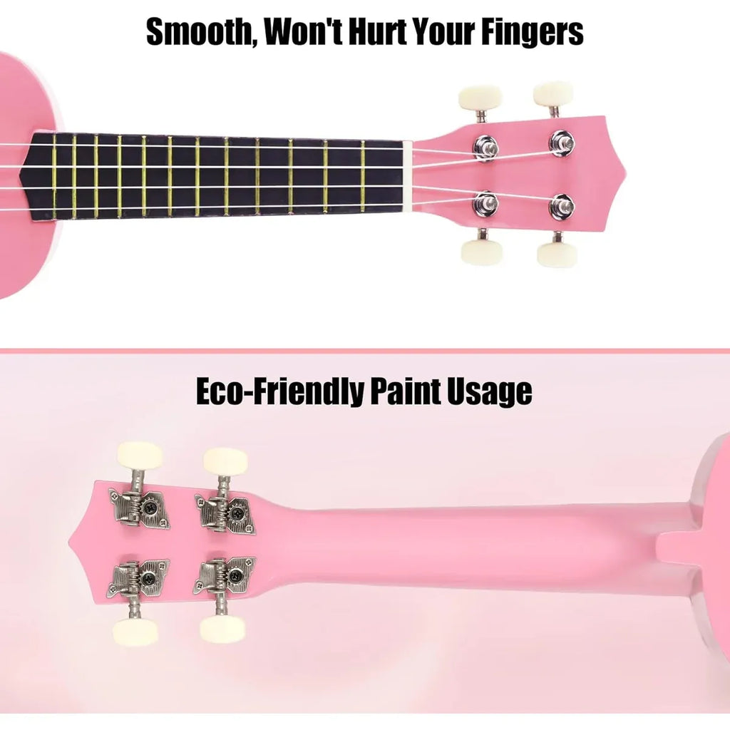 21 Inch Ukulele Beginner 4 String Small Guitar Easy To Learn Clear Sound Use - Black