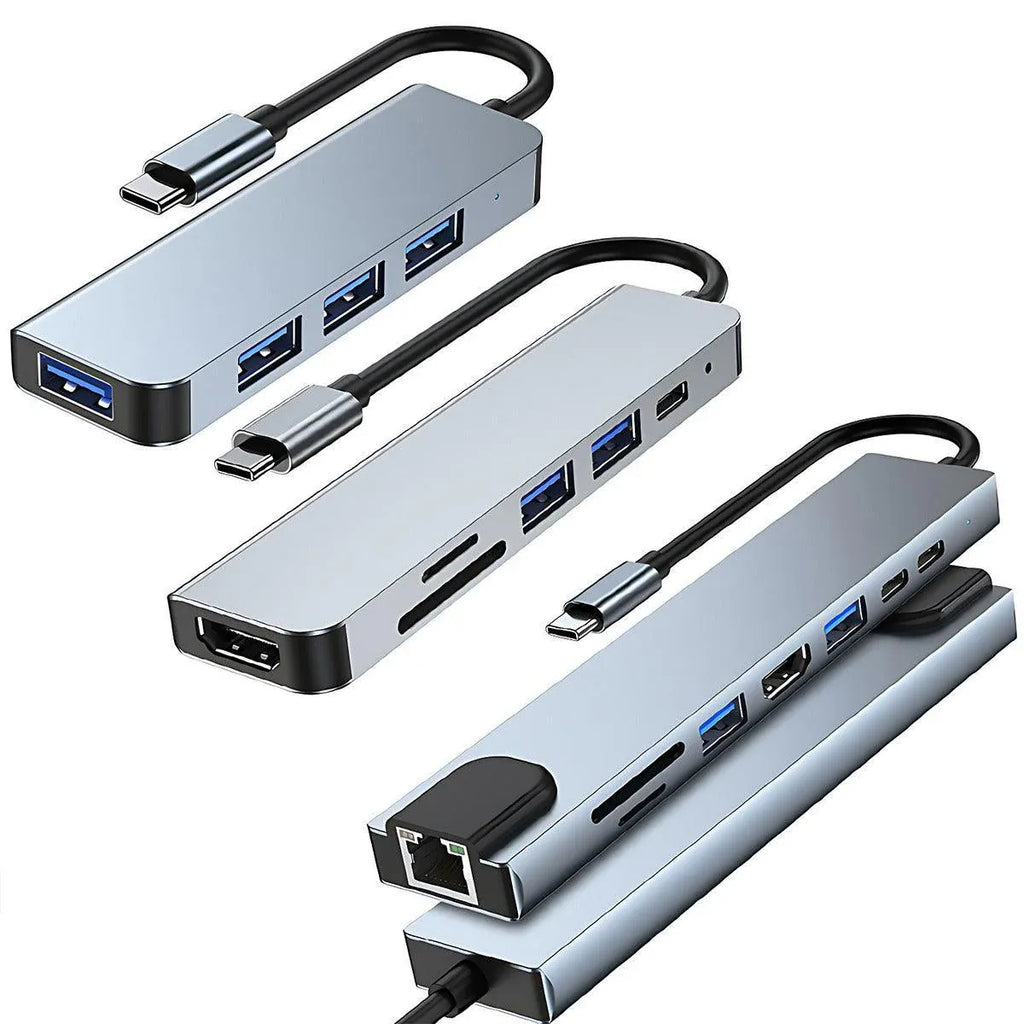 8/6/4-In-1 Usb-C Hub Adapter Type-C Hub Hdmi For Macbook Pro/Air Ipad Pro Laptop - 4-IN-1