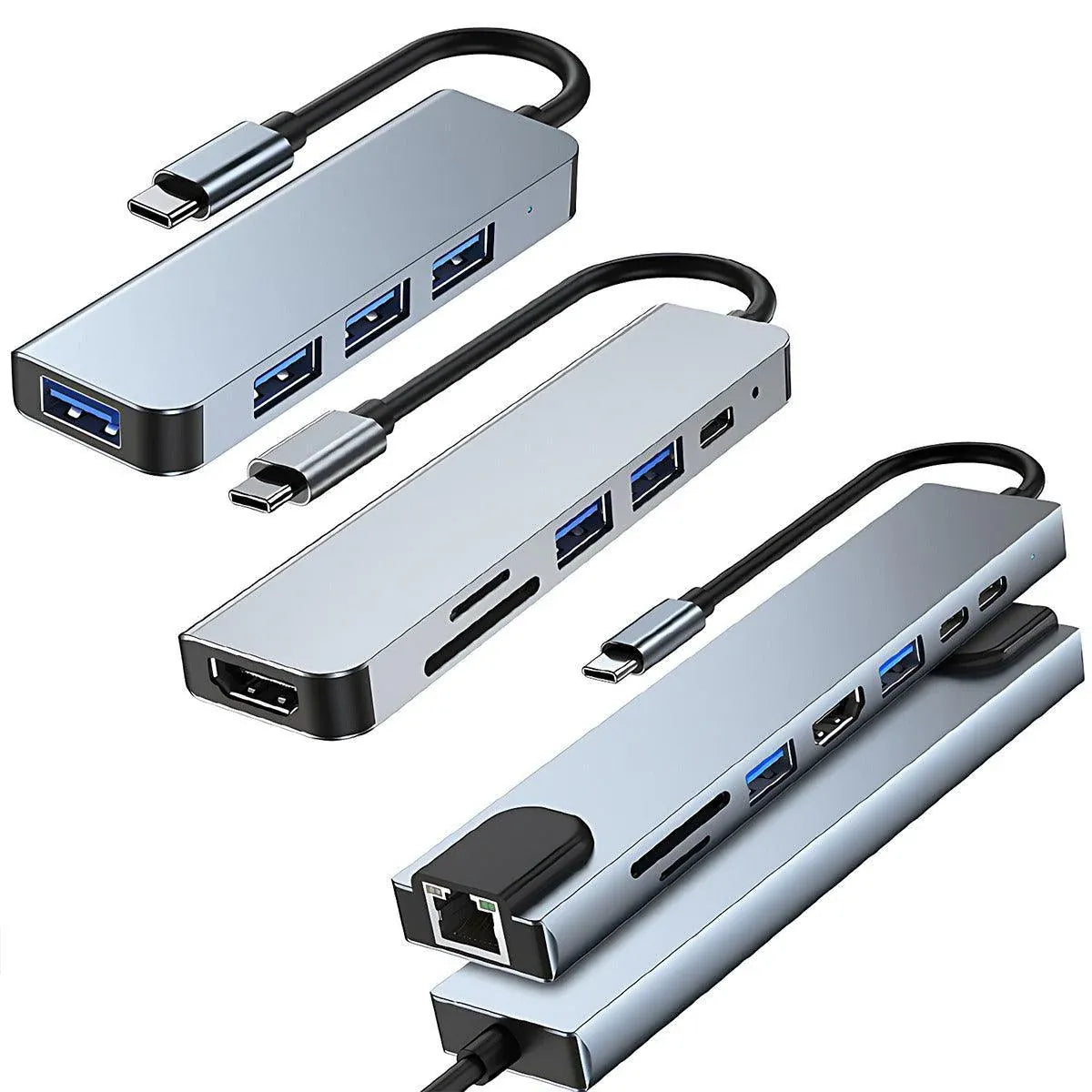 8/6/4-In-1 Usb-C Hub Adapter Type-C Hub Hdmi For Macbook Pro/Air Ipad Pro Laptop - 4-IN-1