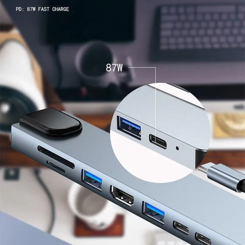 8/6/4-In-1 Usb-C Hub Adapter Type-C Hub Hdmi For Macbook Pro/Air Ipad Pro Laptop - 4-IN-1