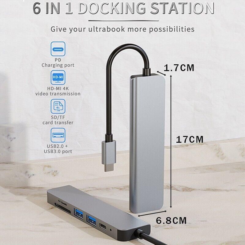 8/6/4-In-1 Usb-C Hub Adapter Type-C Hub Hdmi For Macbook Pro/Air Ipad Pro Laptop - 4-IN-1