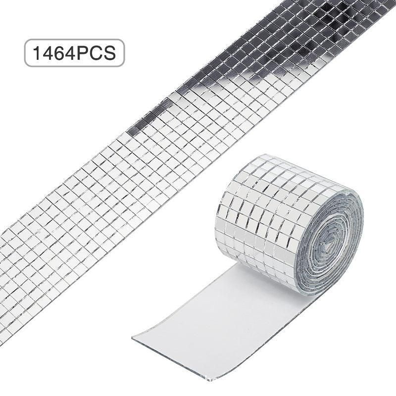 Diy Mini Mosaic Tiles Self-Adhesive Square Mirror Glass Wall Sticker Decors - Silver