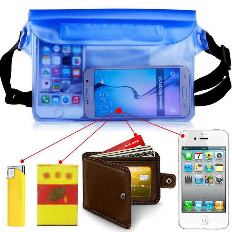Waterproof Underwater Waist Belt Bum Bag Beach Swimming Boating Dry Phone Pouch - White