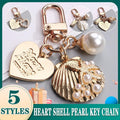 Womens Cute Key Rings Shell Heart Pearl Shape Keychain Charm Bag Hanger Pendants - B