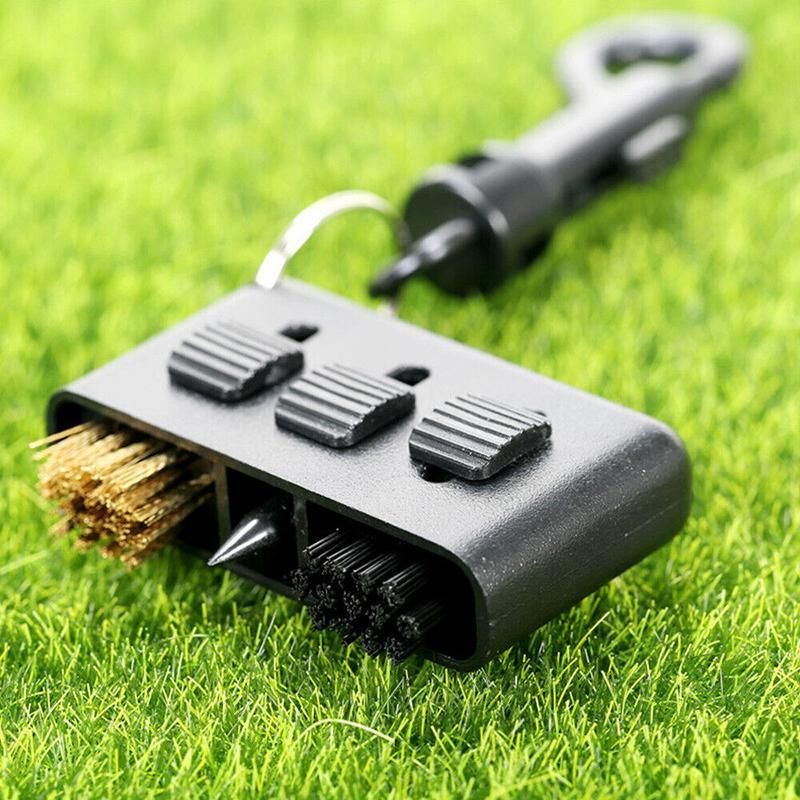 Golf Club Cleaning Brush 3 In 1 Club Groove Cleaner Tool with Keyring