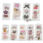 3/4PCS Christmas Hair Clips Set Bow Flower Hairpin Hairgrip Cute Girls Barrettes - Three leaves Set