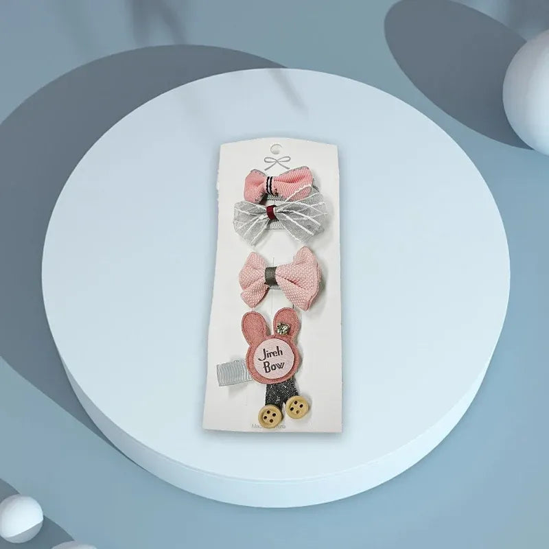 3/4PCS Christmas Hair Clips Set Bow Flower Hairpin Hairgrip Cute Girls Barrettes - Three leaves Set