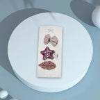 3/4PCS Christmas Hair Clips Set Bow Flower Hairpin Hairgrip Cute Girls Barrettes - Three leaves Set