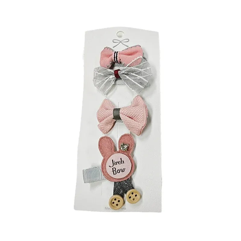 3/4PCS Christmas Hair Clips Set Bow Flower Hairpin Hairgrip Cute Girls Barrettes - GreyNet Set