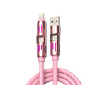 Universal PD Fast Charging Cable with LED Indicator - Zinc Alloy, Durable 1.5m Silicone Cord - Multiple Connector Options(Pink)
