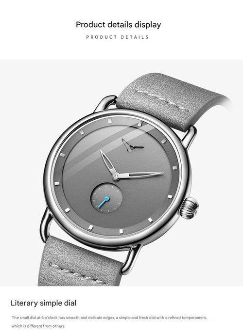 Blue Elegant Men's Watch with Leather Band - Small Seconds, Onion Crown Detail