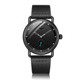 Black Elegant Men's Watch with Leather Band - Small Seconds, Onion Crown Detail