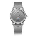 Silver Elegant Men's Watch with Leather Band - Small Seconds, Onion Crown Detail