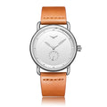 Brown Elegant Men's Watch with Leather Band - Small Seconds, Onion Crown Detail