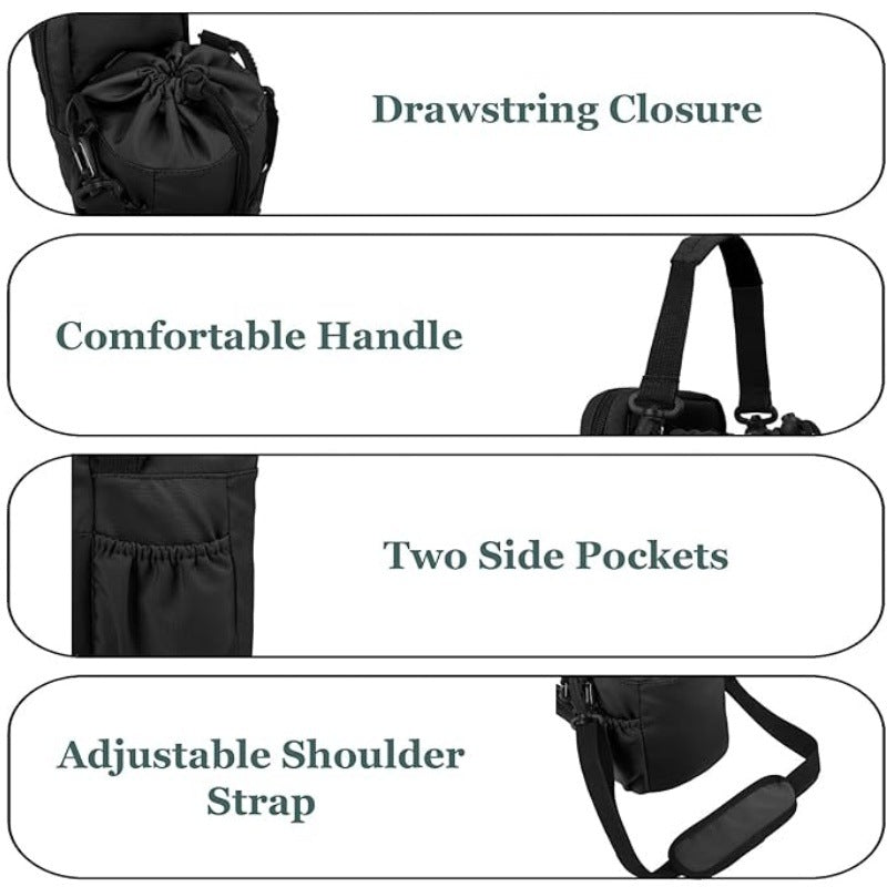 Purple Portable Crossbody Water Bottle Holder with Multiple Pockets - Thermal Cooler Bag