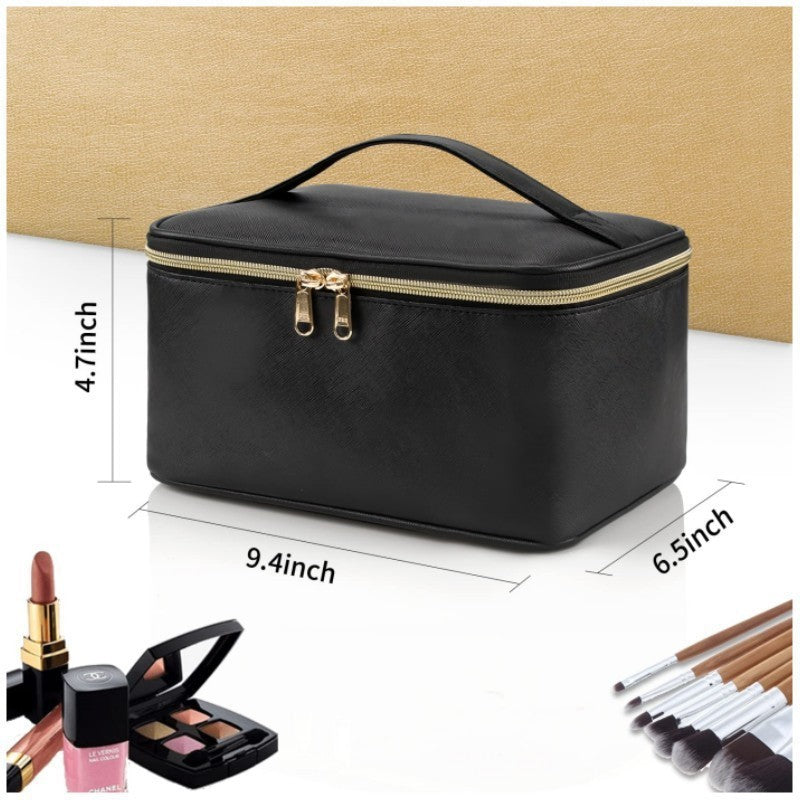 Pink Large Capacity Travel Makeup Bag Portable Cosmetic Case with Handle and Dividers Elegant Toiletry Organizer for Daily Use