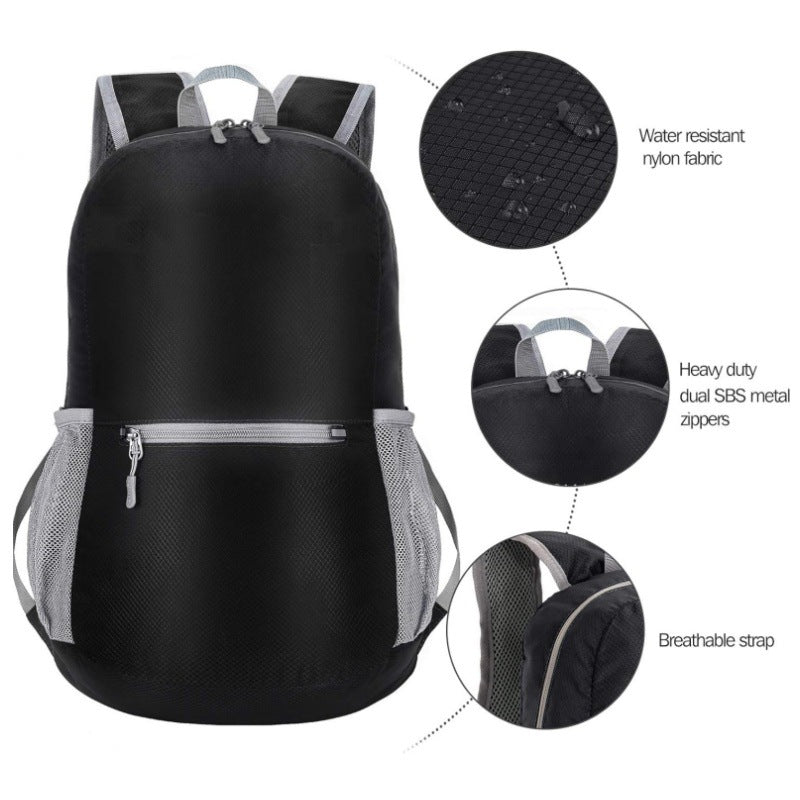 Red Ultra Lightweight Foldable Backpack Packable Daypack Compact Travel Rucksack with Mesh Pockets Ideal for Outdoor Adventures