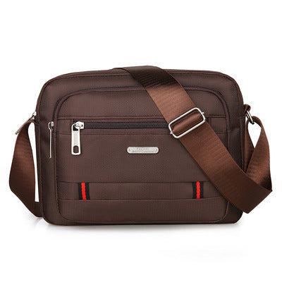 Brown Dual-Style Men's Oxford Cloth Crossbody Bag Bundle - Oxford Cloth Business Shoulder Bag, Multi-Functional Large Capacity, Fits 8-inch Tablet