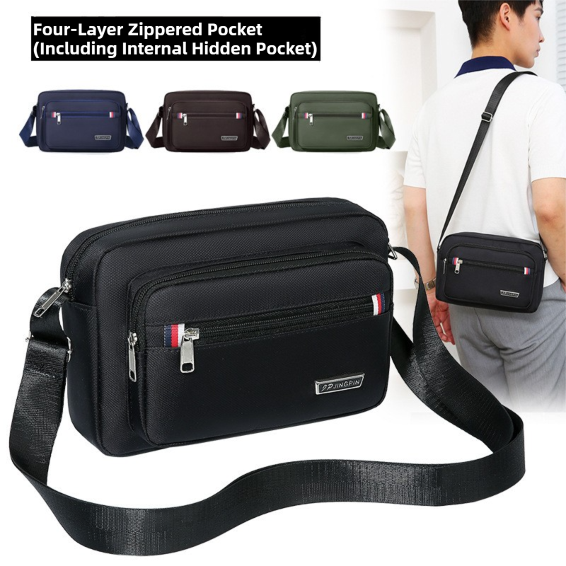 Brown Dual-Style Men's Oxford Cloth Crossbody Bag Bundle - Oxford Cloth Business Shoulder Bag, Multi-Functional Large Capacity, Fits 8-inch Tablet