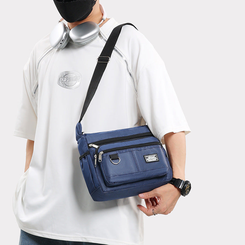 Grey Men's Waterproof Oxford Cloth Crossbody Bag - Durable Anti-Theft Shoulder Backpack for Business, Travel & 10-inch Tablet