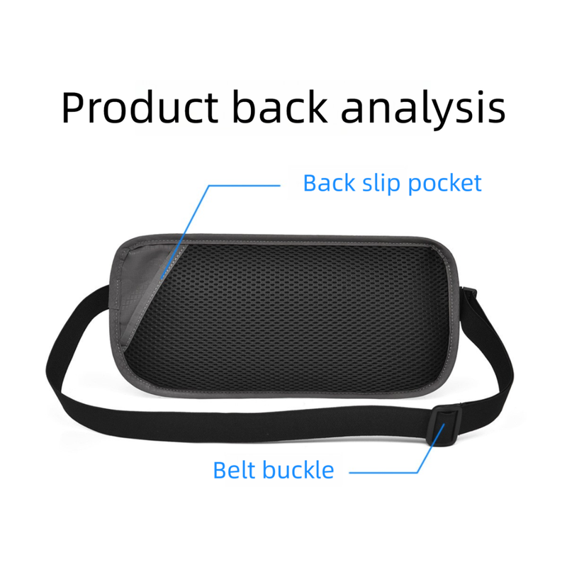 Black RFID Blocking Slim Anti-Theft Fanny Pack for Outdoor Travel - Hidden Money Belt for Passport, Documents & Cash
