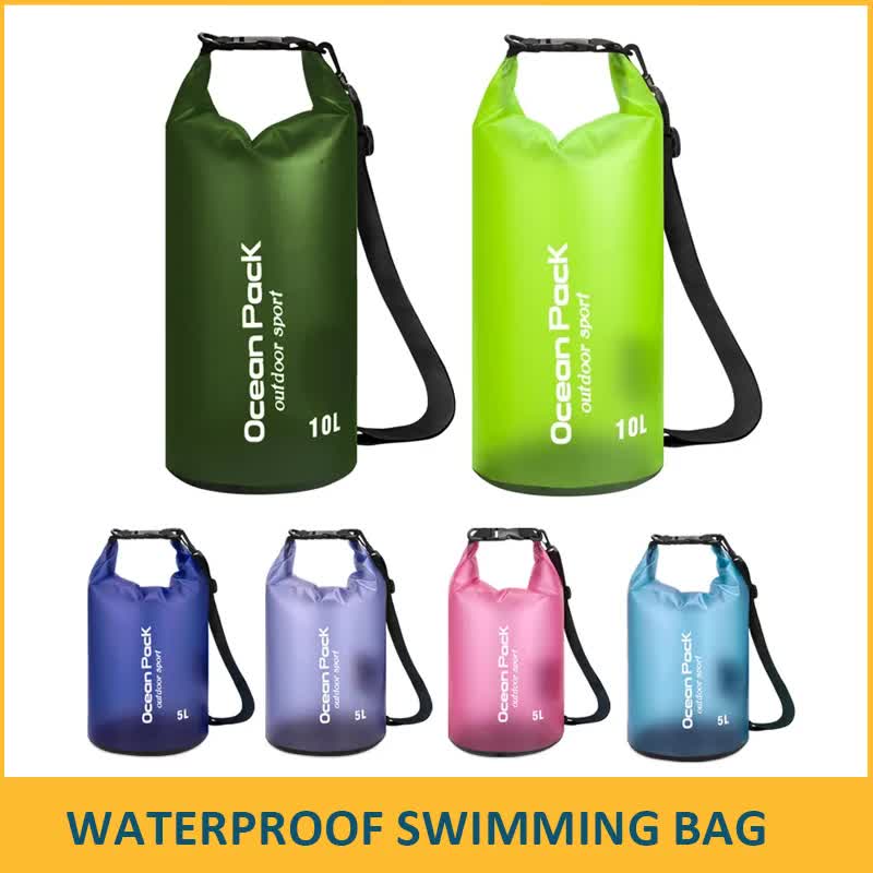 Yellow 10L PVC Waterproof Swimming Bag Bonus with Waterproof Phone Pouch - Roll-Top Floating Dry Gear Bags for Beach, Kayaking & Outdoor Sports