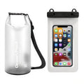 White 5L PVC Waterproof Swimming Bag Bonus with Waterproof Phone Pouch - Roll-Top Floating Dry Gear Bags for Beach, Kayaking & Outdoor Sports