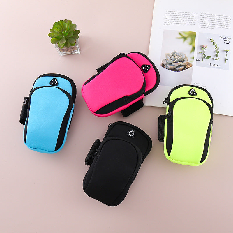 Black Sports Running Armband Bag Water Resistant Phone Pouch with Dual Zipper Pockets Earphone Hole for Gym Jogging Cycling Fits 6.5 Inch Smartphones