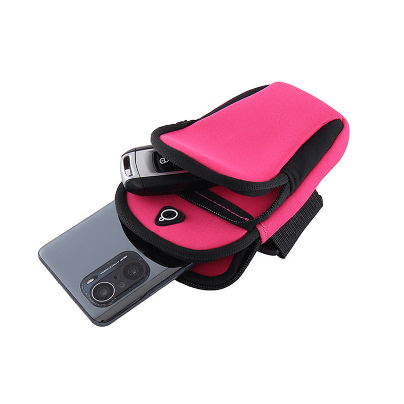 Orange Sports Running Armband Bag Water Resistant Phone Pouch with Dual Zipper Pockets Earphone Hole for Gym Jogging Cycling Fits 6.5 Inch Smartphones