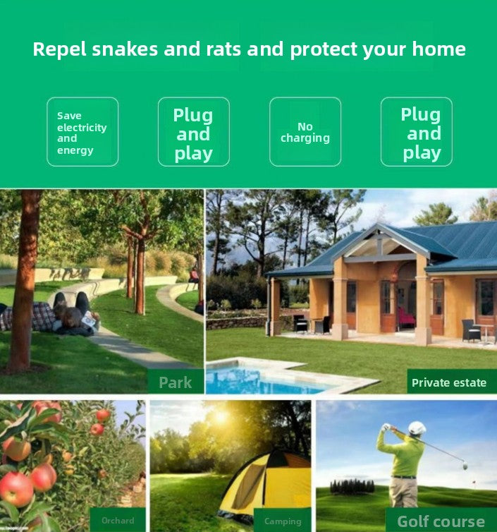 Solar-Powered Sonic Snake and Rodent Repeller Ground Stake - Outdoor Waterproof Ground Vibration Pest Deterrent Device - Ultrasonic Control for Moles, Voles, and House Mice - Garden Lawn Protection - Green Circular Top Model