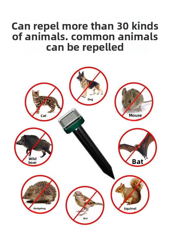 Solar-Powered Sonic Snake and Rodent Repeller Ground Stake - Outdoor Waterproof Ground Vibration Pest Deterrent Device - Ultrasonic Control for Moles, Voles, and House Mice - Garden Lawn Protection - Green Circular Top Model