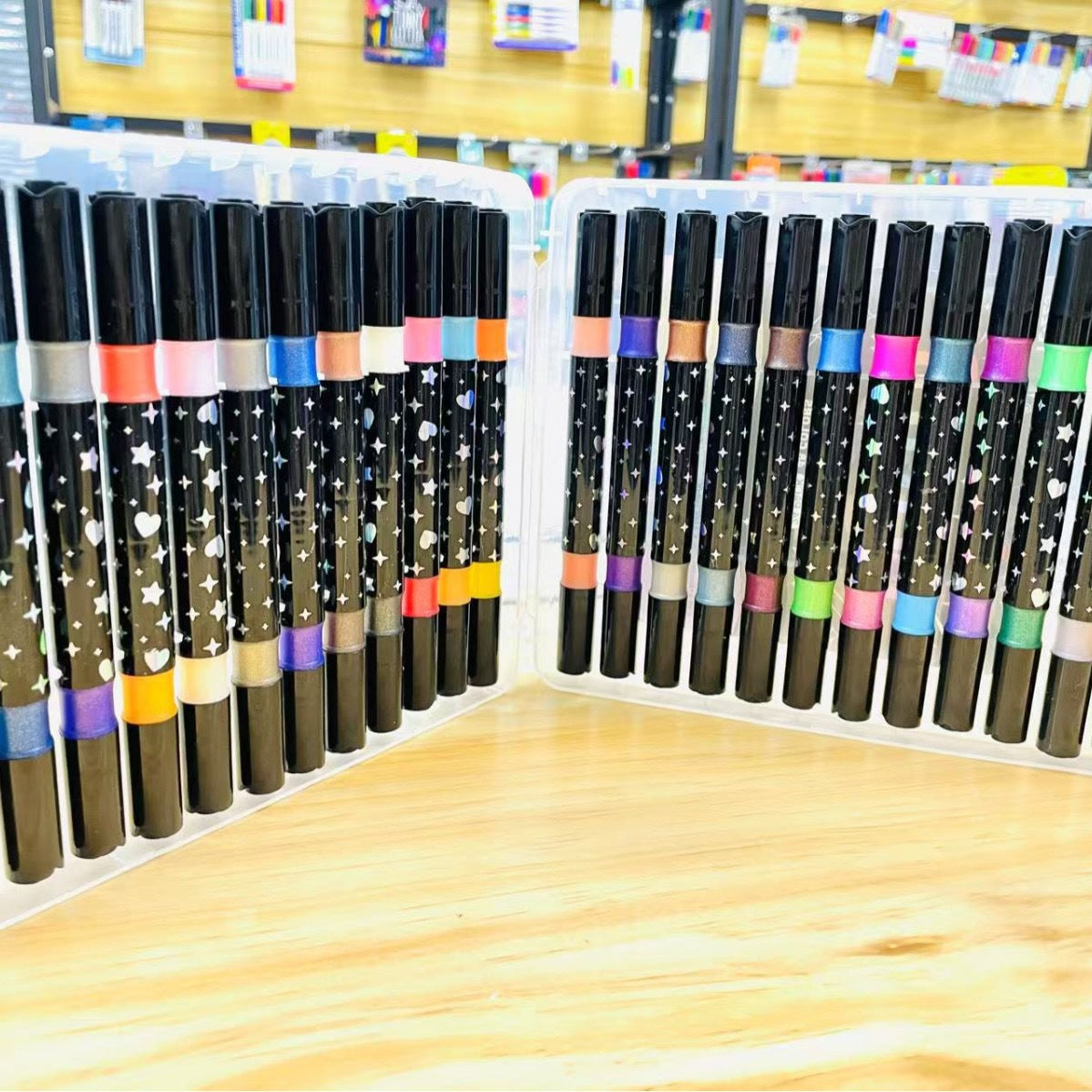 36 Pack Dual-Tip Glitter Flash Marker Pens - 72 Color Soft Brush & Fine Tip Set, Watercolor Drawing Stationery for Art & Craft