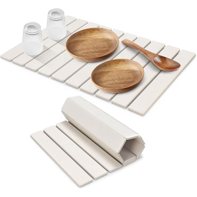 30x40cm Foldable Marble Pattern Kitchen Dish Drainer(Style 1) - Ultra-Absorbent Natural Stone Mat, Fast-Drying & Space-Saving