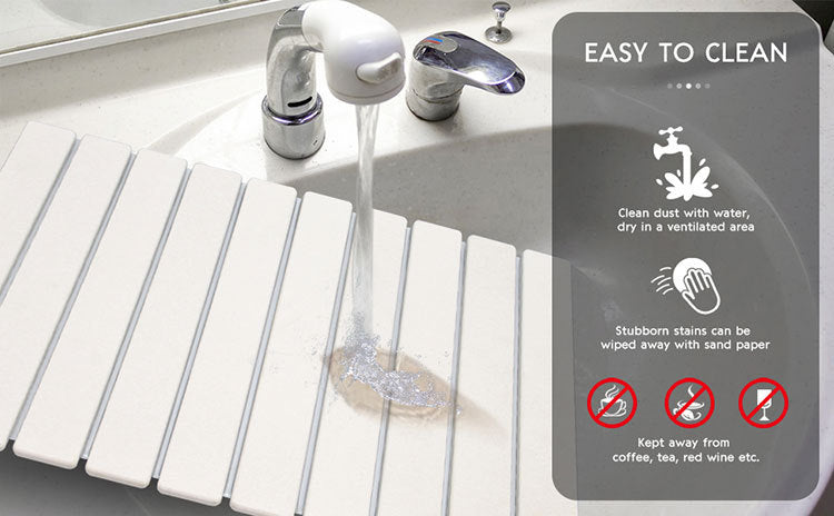 30x40cm Foldable Marble Pattern Kitchen Dish Drainer(Style 1) - Ultra-Absorbent Natural Stone Mat, Fast-Drying & Space-Saving