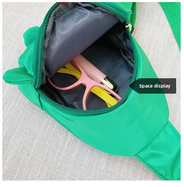 Green Kids Cartoon Dinosaur Chest Bag Cute Lightweight Nylon Crossbody Shoulder Pack for Toddlers Outings and Travel New Arrival Gift