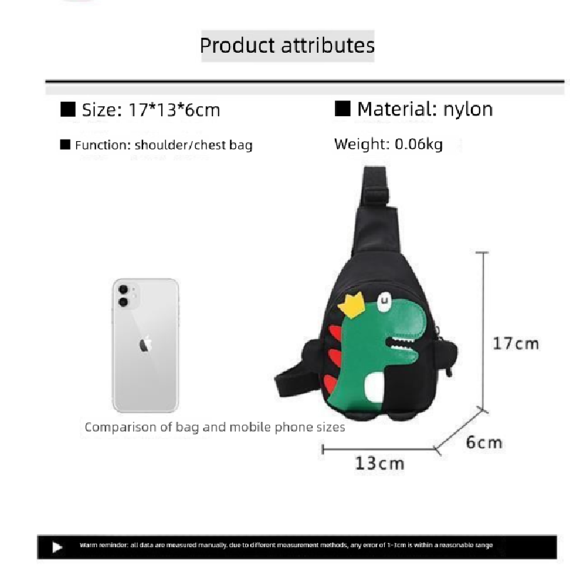 Yellow Kids Cartoon Dinosaur Chest Bag Cute Lightweight Nylon Crossbody Shoulder Pack for Toddlers Outings and Travel New Arrival Gift
