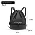 Black Waterproof Drawstring Swimming Backpack with Wet Dry Separation and Shoe Compartment for Gym and Yoga Organized Gear Bag for Local Active Lifestyles